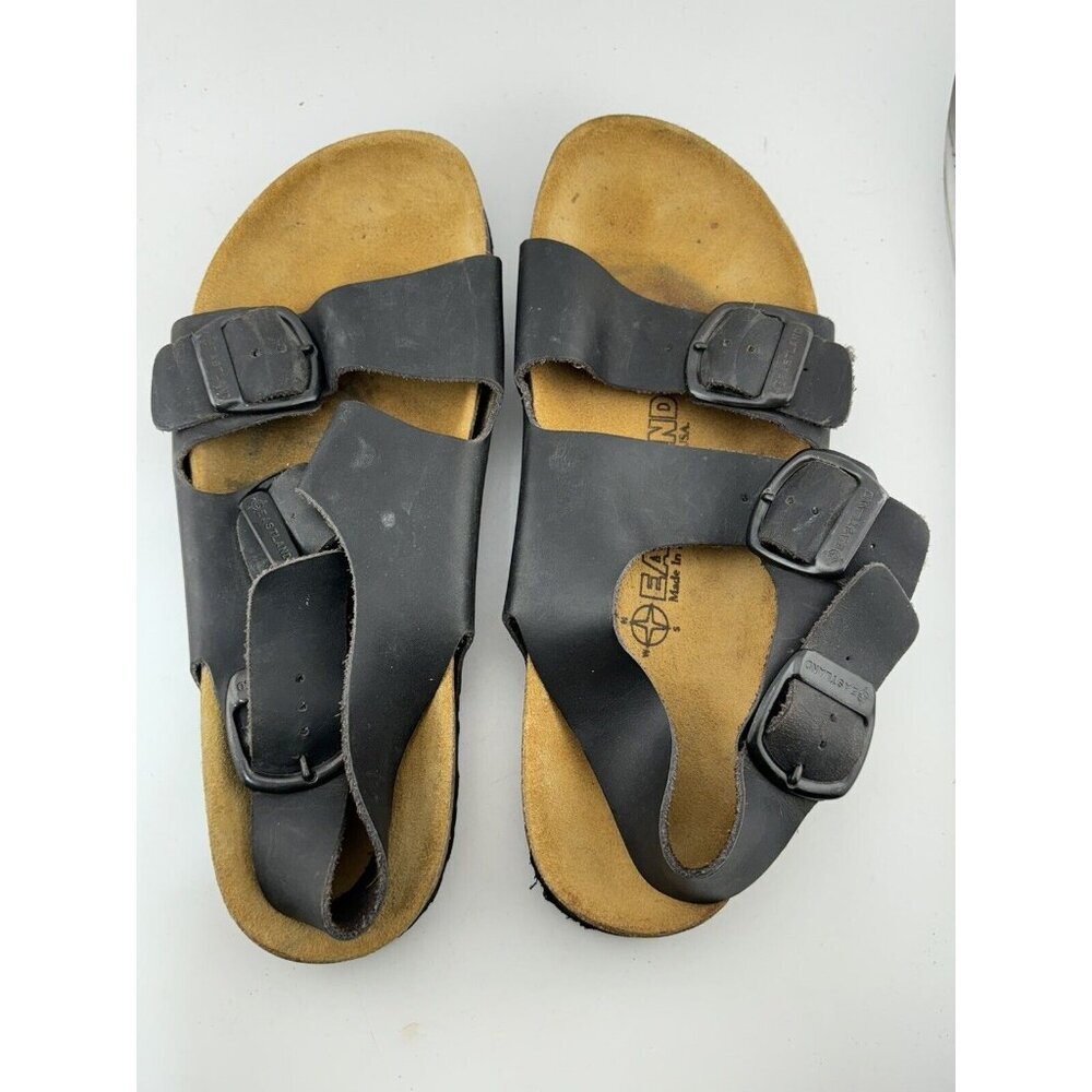 EASTLAND Double-Strap Black Genuine Leather Size 8 M Sandal